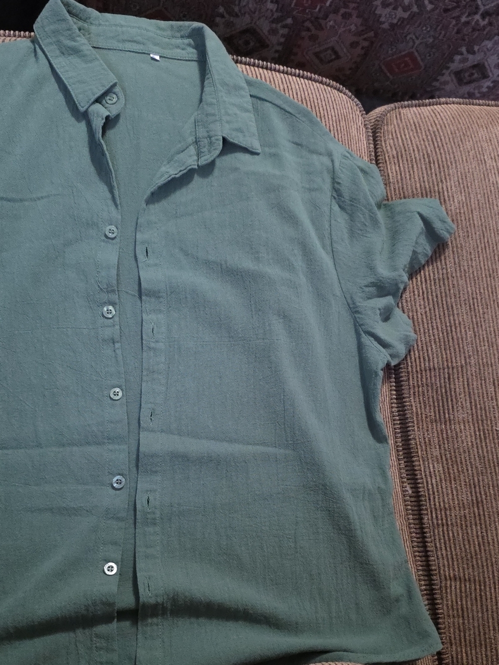 Men's Relaxed Forest Green Button-Down Shirt